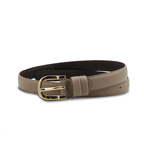 Saffiano Leather Girl’s Skinny Belt - Stone Grey - Assembly Artisans Co.,Ltd.