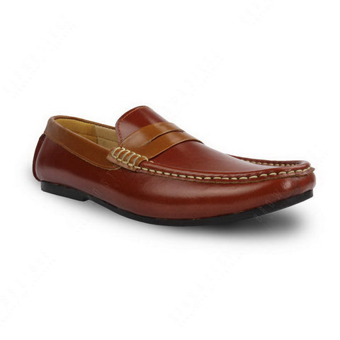 Bicolor Leather Penny Loafer Tan an Beige - Assembly Artisans Co.,Ltd.