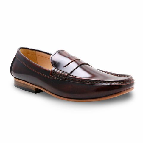 Penny Leather Loafer European Brush Off Burgundy - Assembly Artisans Co.,Ltd.