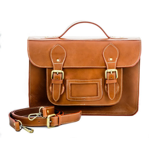 Brown Stone Leather Bag Cambridge Satchel Tan - Brown - Assembly Artisans Co.,Ltd.