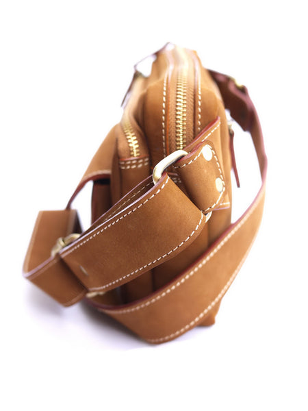 Brown Stone Vintage Leather Chest Bag Tan Nubuck - Assembly Artisans Co.,Ltd.