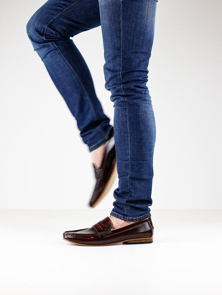 Penny Leather Loafer European Brush Off Burgundy - Assembly Artisans Co.,Ltd.