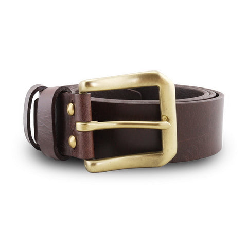 Full Grain Genuine Leather Belt - Milano Dark Brown Solid Brass PAM Buckle - Assembly Artisans Co.,Ltd.