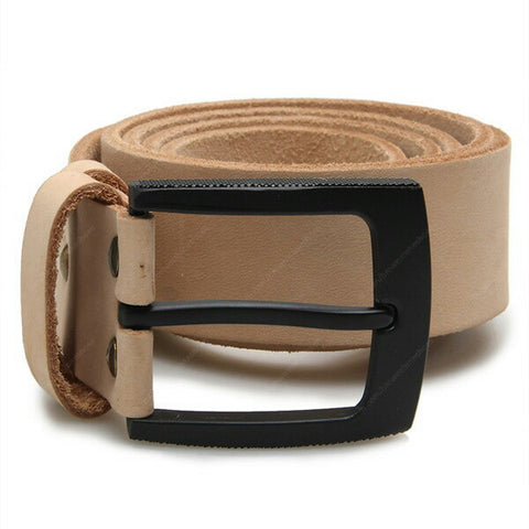 Full Grain Genuine Leather Belt Cowhide (Black Egde Rugged Buckle) - Assembly Artisans Co.,Ltd.