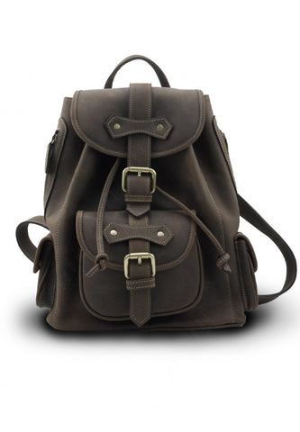 Brown Stone Girl Boston Backpack Dark Nubuck - Assembly Artisans Co.,Ltd.